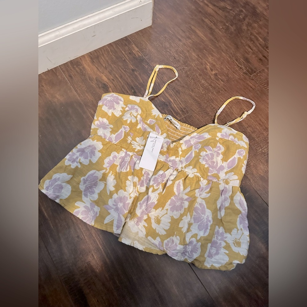 American eagle outfitters floral crop top, yellow, white and lilac